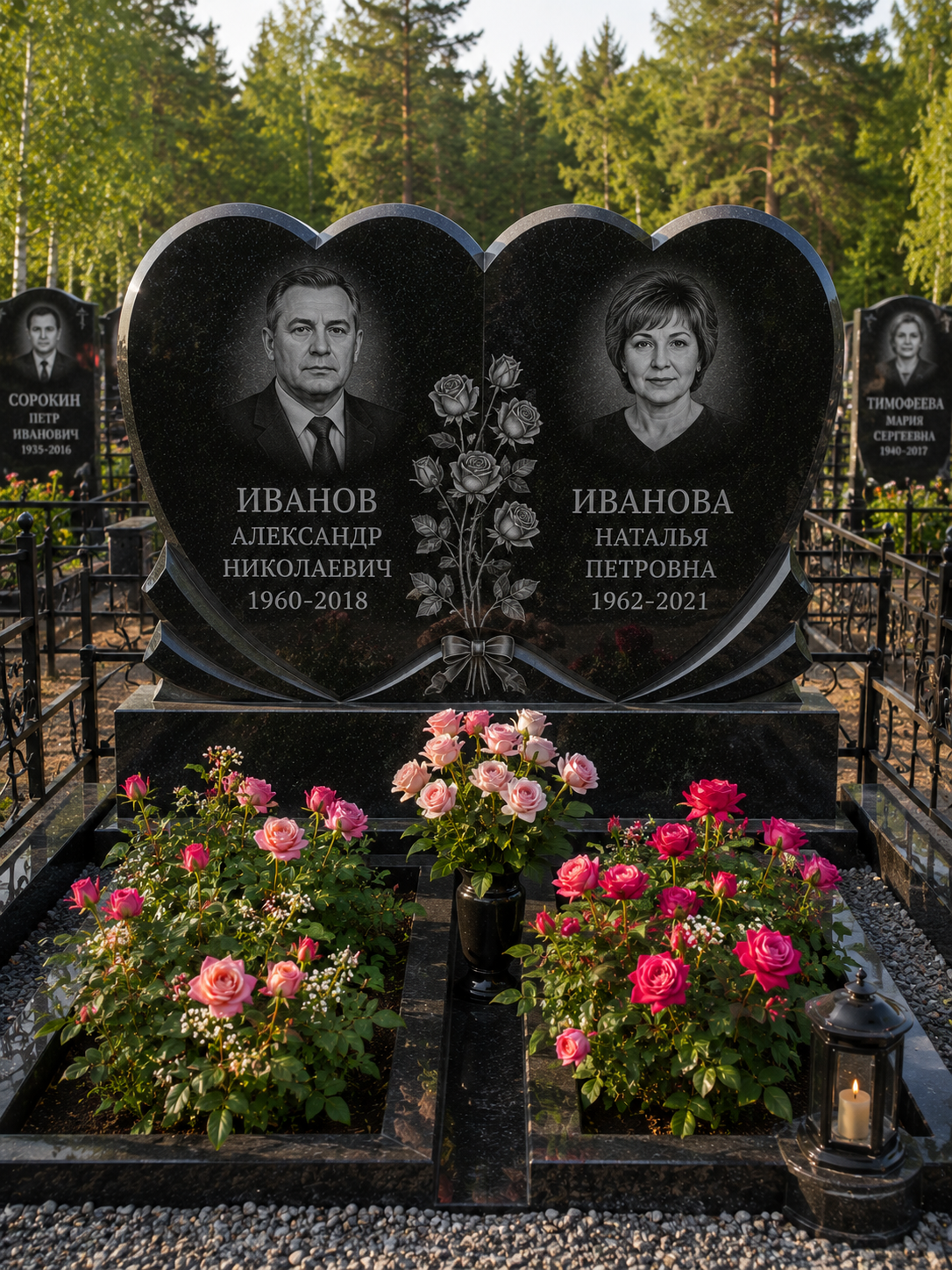 Двойной памятник в форме сердца